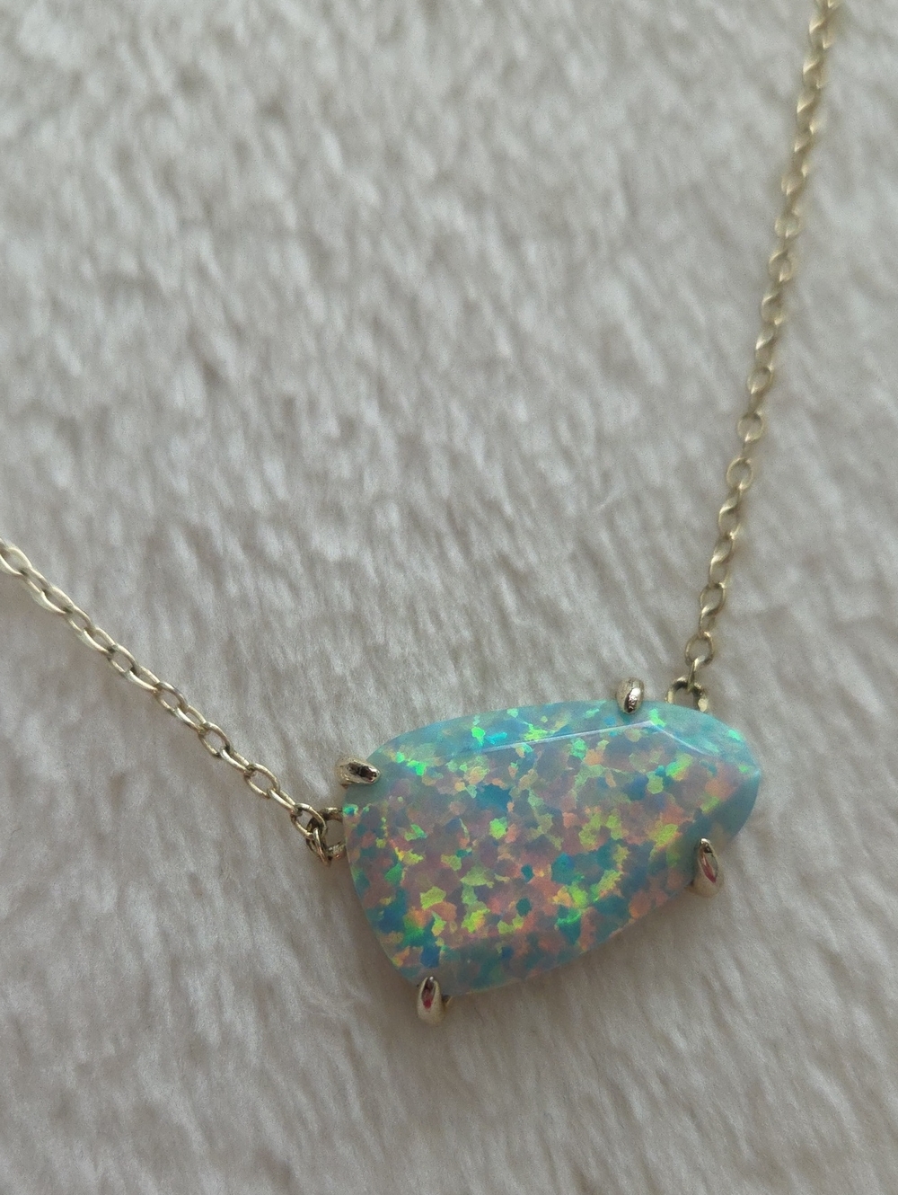 Kendra Scott Aqua Kyocera Opal Isla Gold Necklace Rare Hard To Find